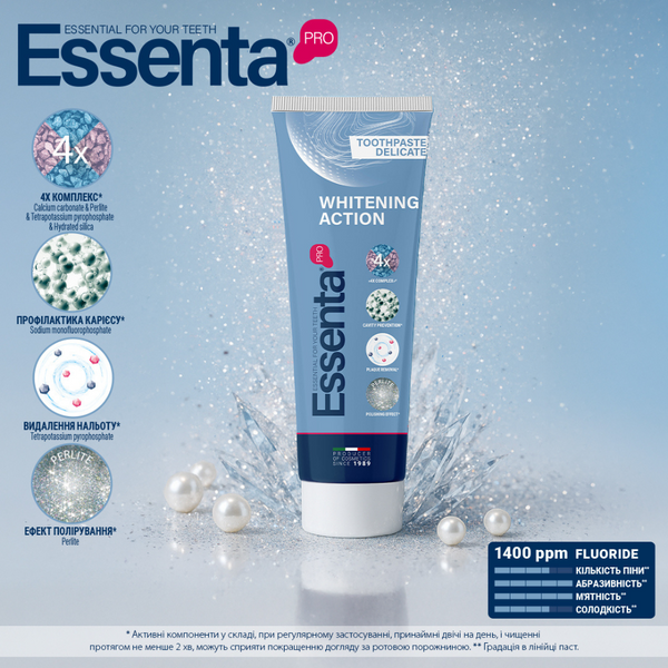 Зубная паста Essenta Pro Whitening Action 75 мл 8031447500060 фото