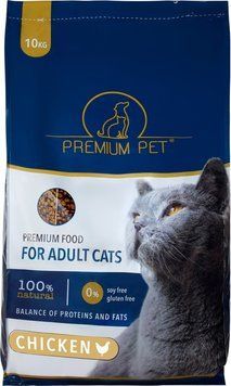 Повноцінний сухий корм PREMIUM PET для котів з куркою 10 кг 4820232351338 фото