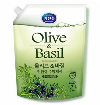 Засіб Mukunghwa kitchen soap dishwashing liquid Олива та базилік 1,2 л 8801173603591 фото