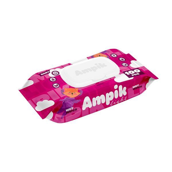 Вологі серветки Ampik Light дитячі 100 шт Рожеві 4850042980091 фото