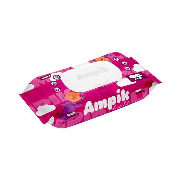 Вологі серветки Ampik Light дитячі 66 шт Рожеві 4850042980107 фото