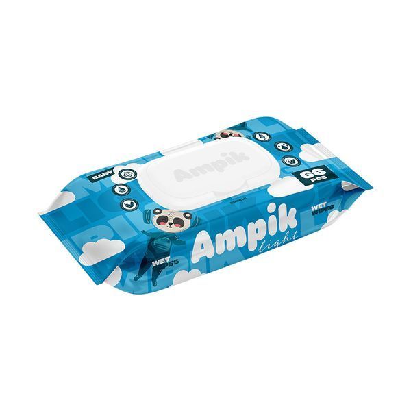Вологі серветки Ampik Light дитячі 66 шт Сині 4850042980138 фото