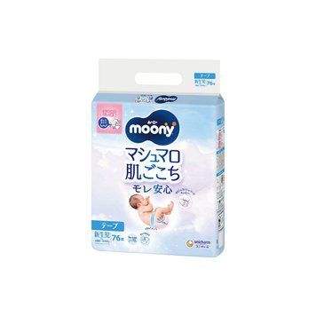 Детские подгузники Moony NB 0-5 кг 76 шт (НОВЫЙ ДИЗАЙН) 4903111137800 фото