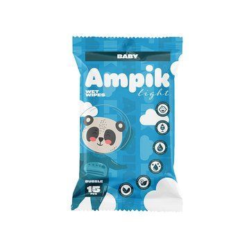 Вологі серветки Ampik Light дитячі 15 шт Сині 4850042980145 фото