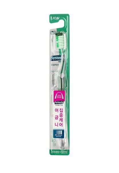 Зубная щетка глубокое очищение Lion Systema Toothbrush Dual Action, средняя жесткость, 1 шт (8806325608738) 8806325608738 фото