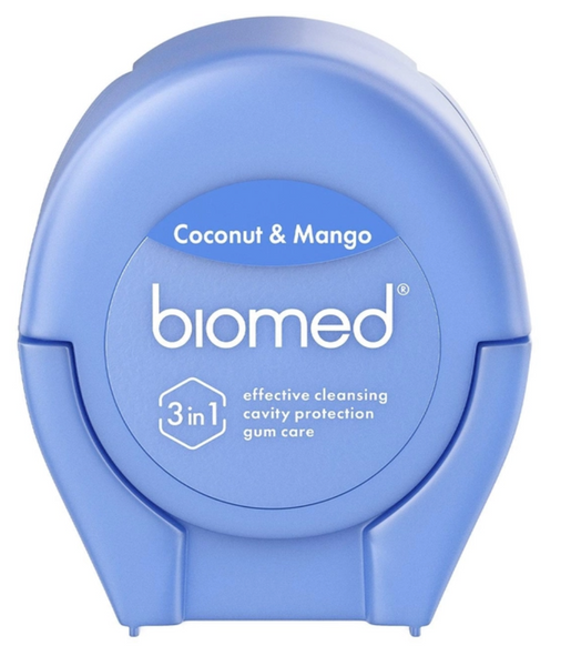 Комплексная зубная нить BioMed с ароматом кокоса и манго 50 м (7640168937232) 7640168937232 фото