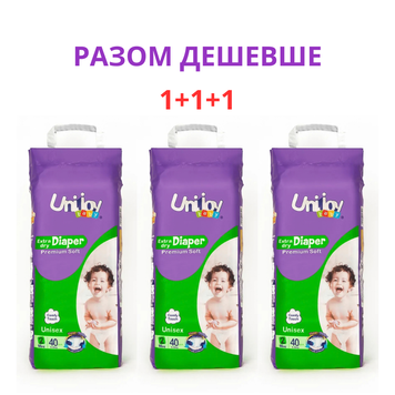Набір підгузків дитячих UNIJOY Premium S 3-6 кг 40 шт *3 шт 69985262161703 фото