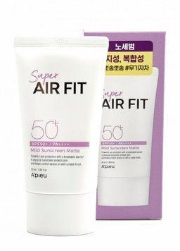 Солнцезащитный матирующий крем A'Pieu Super Air Fit Mild Sunscreen Matte SPF50+ PA++++ 50 мл 8809643530552 фото