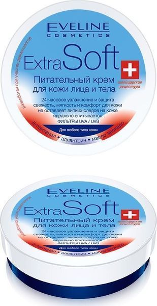 Поживний крем для обличчя та тіла Eveline Extra Soft 200 мл (5907609329295) 5907609329295 фото