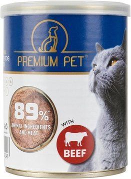 Паштет PREMIUM PET для дорослих котів з яловичиною 360 г 4820255192246 фото