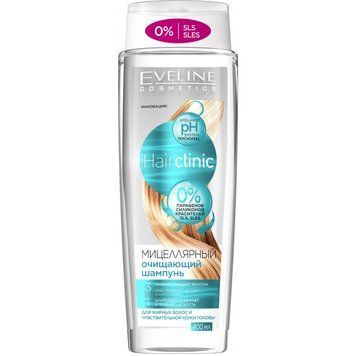 Мицеллярный очищающий шампунь 3в1 Eveline Cosmetics Hair Clinic Shampoo 400 мл (5901761986112) 5901761986112 фото